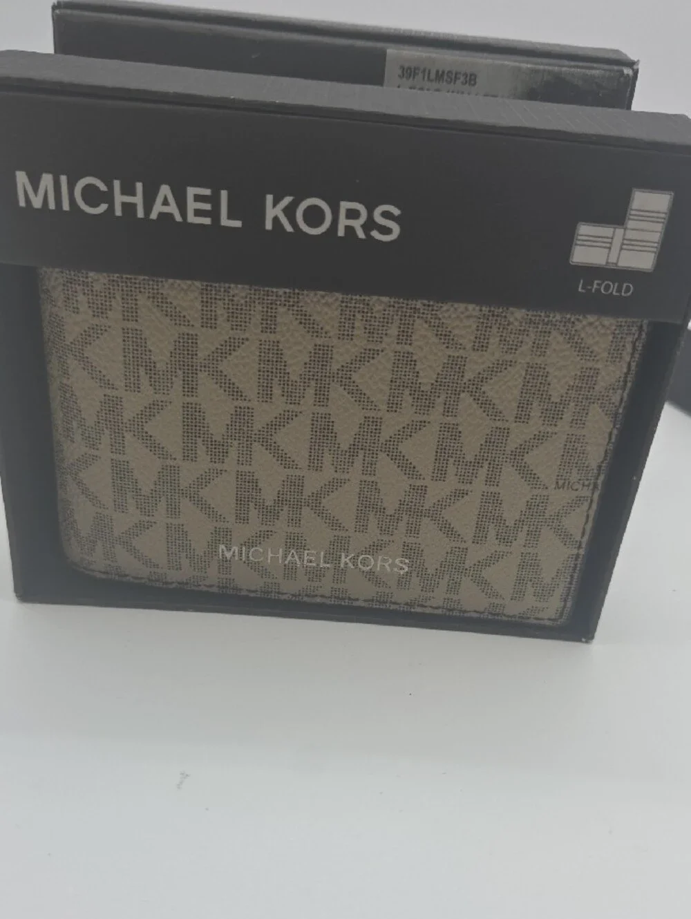 Michael Kors Men's Logo Bifold Wallet - Beige with Black Trim
